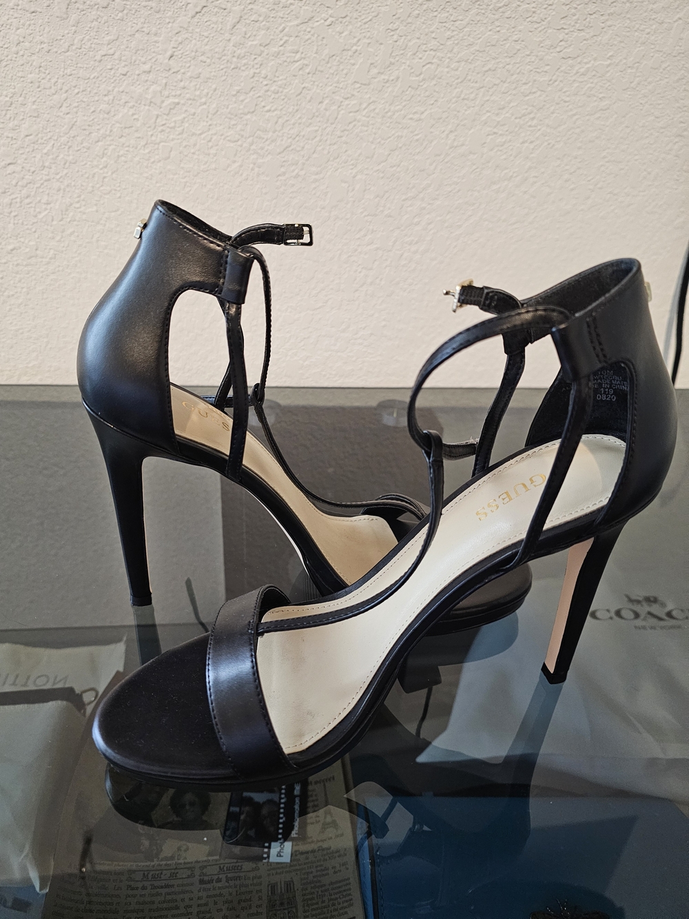 Guess Black Strappy Stiletto Heel Sandals